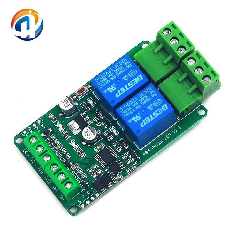 Modbus RTU 2-kanalni izlaz releja, 2-kanalni ulaz prekidača, RS-485 TTL napajanje 12V