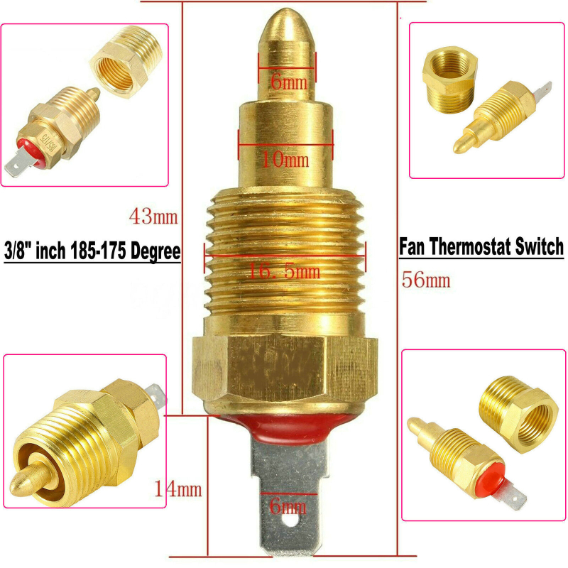 Termostat za električni ventilator hlađenja motora, NPT 3/8 inča, temperaturni prekidač, 185°-175°