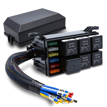 Cutie de siguranțe și relee pentru mașină, 12V, cu cablaj preconectat, modul de control cu 6 canale