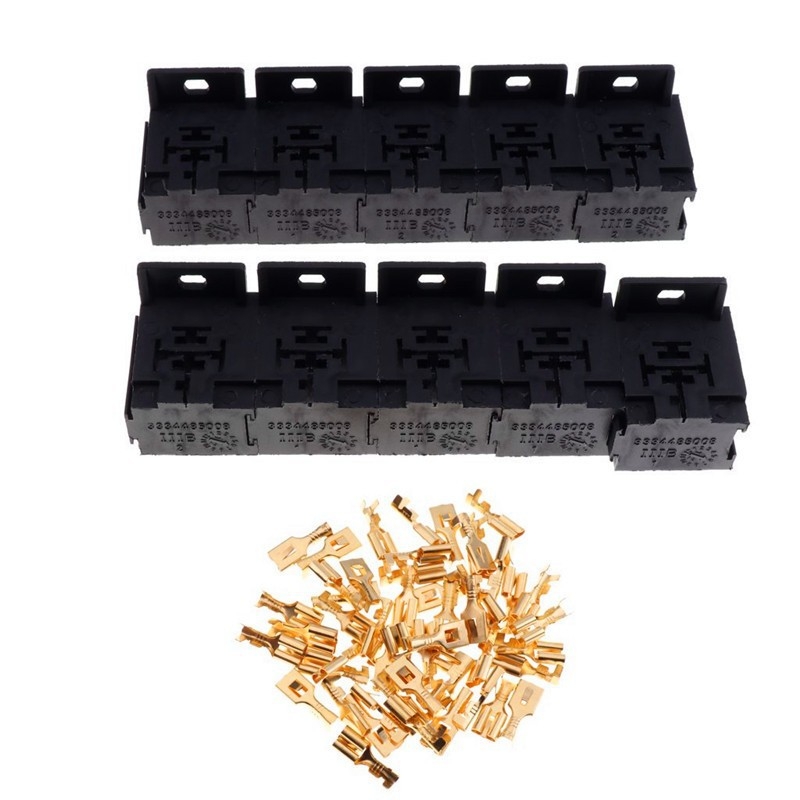 Držač baze releja s 5-pinskim utorom, 50 terminala, 6,3 mm, komplet od 10 komada