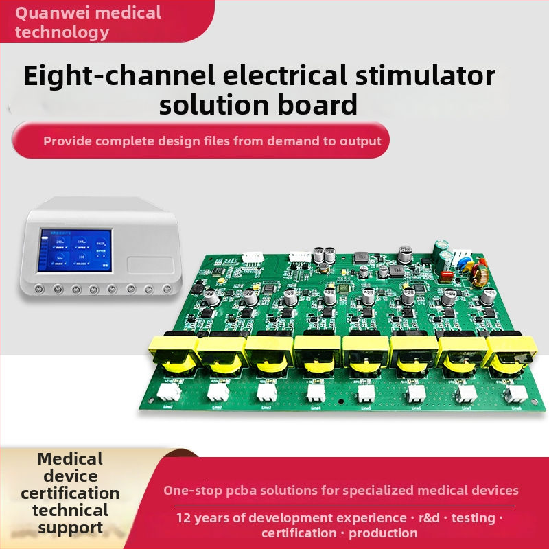 Osamokanalsko PCB rješenje za elektroterapijski uređaj