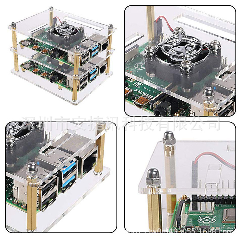 Универсална акрилна кутия за Raspberry Pi 3B/4B, многоплаткова конструкция за дънни платки и стекове, 4 слоя експериментален клъстер