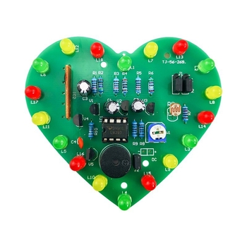 Fényvezérelt zenei szív alakú LED készlet, 18 LED-del, DIY elektronika TJ-56-269