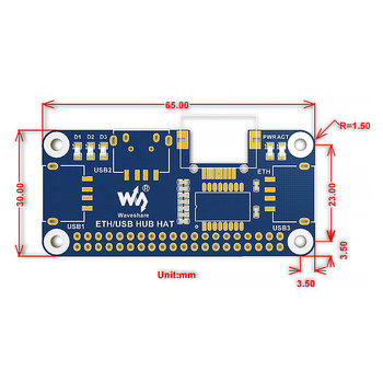 Proširena ploča za Raspberry Pi USB hub s RJ45 Ethernetom i 3 USB priključcima