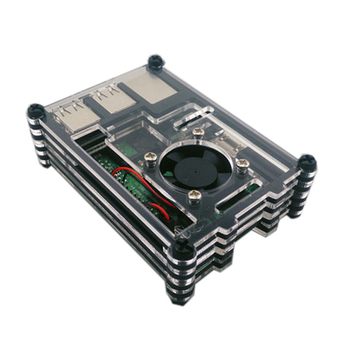 Raspberry Pi 3B/2B/3B+ 9-slojno akrilno kućište s ventilatorom i panelima u bojama