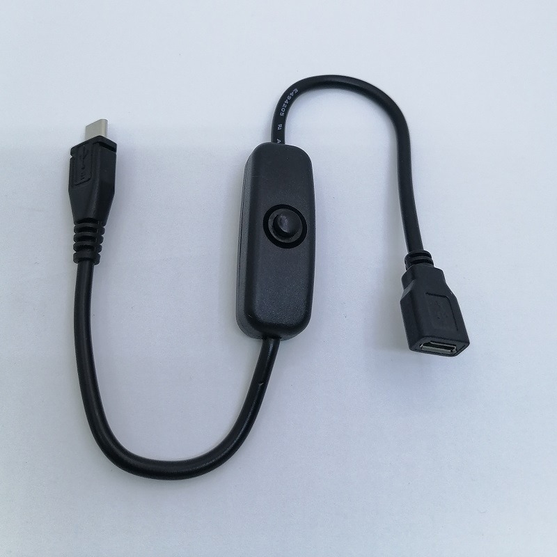 Micro USB удължителен кабел с мъжки и женски конектори, 501 превключвател и 2A захранване за Raspberry Pi