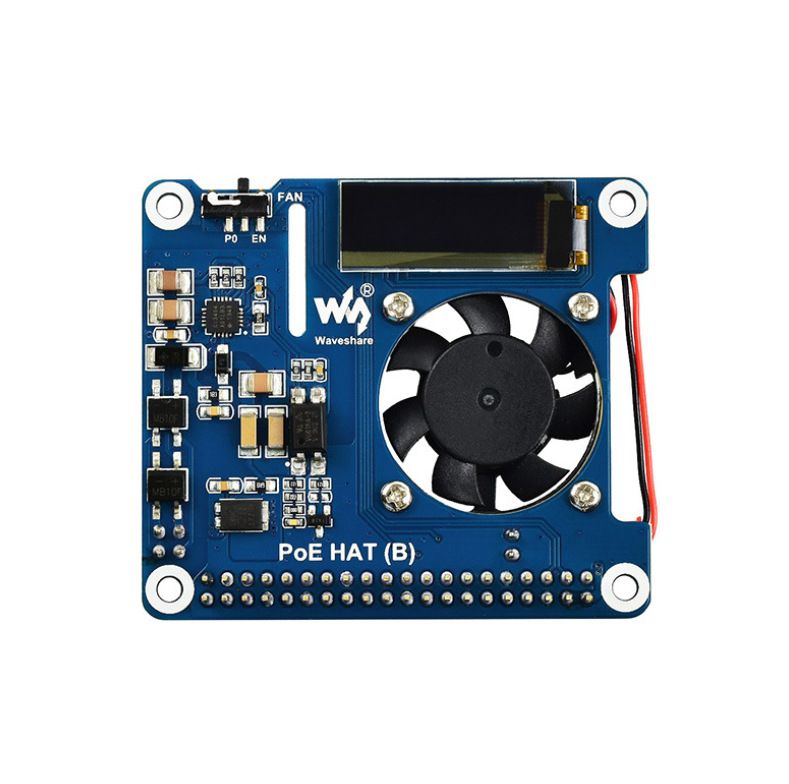 Weixue Ploča za proširenje Raspberry Pi 4B/3B+ s Ethernet PoE, prikaz temperature u realnom vremenu i izolirano hlađenje PoE modula