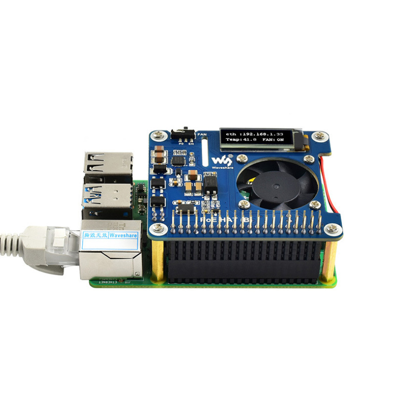 Weixue Ploča za proširenje Raspberry Pi 4B/3B+ s Ethernet PoE, prikaz temperature u realnom vremenu i izolirano hlađenje PoE modula