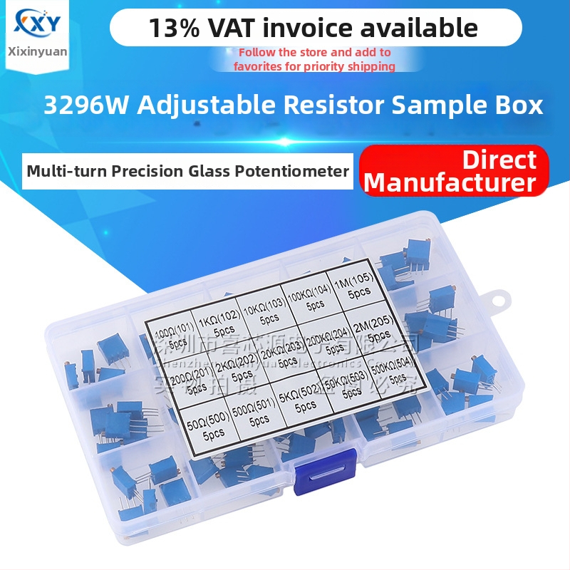 3296W nastaviteľný rezistor, 100 kΩ–500 kΩ, viacotáčkové presné potenciometer