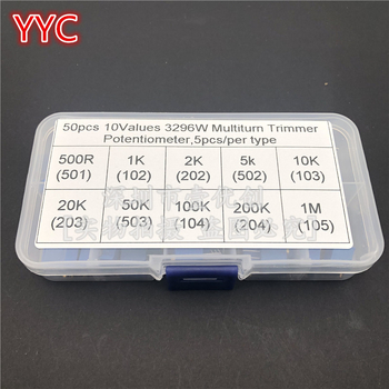 3296W Potențiometru multi-turn de precizie, 10 valori, 500 Ω–1 MΩ, 5 seturi pentru fiecare valoare