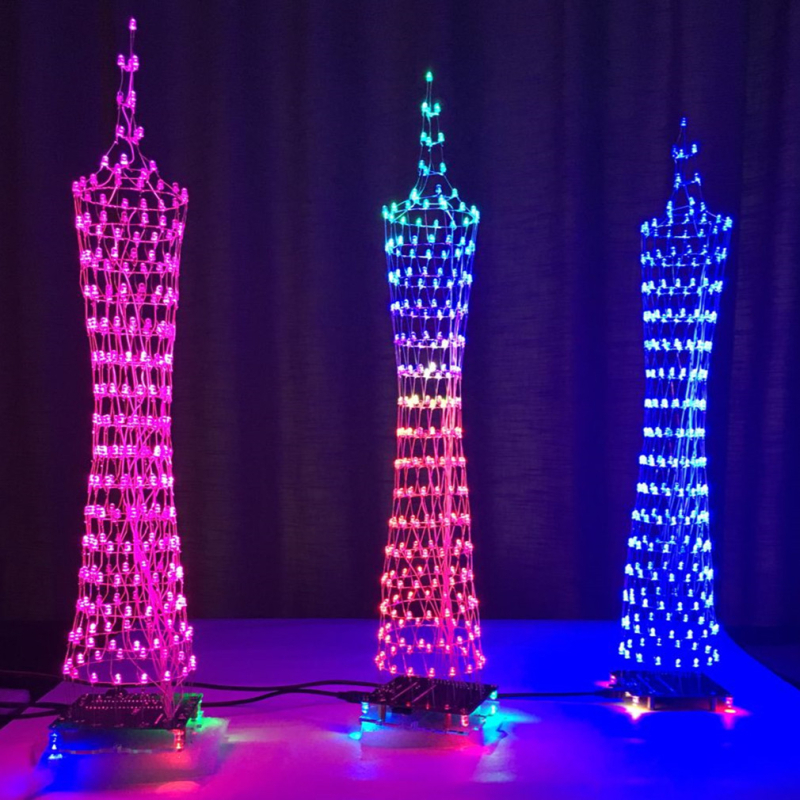 Guangzhou Tower LED DIY paket – šareni svjetleći kockasti modul s glazbenom sinhronizacijom