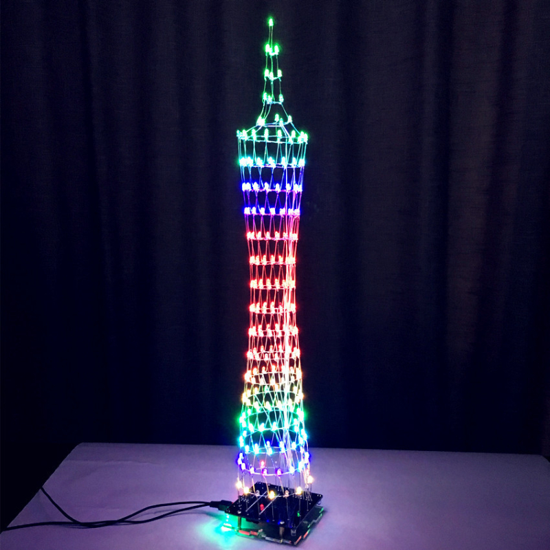 Guangzhou Tower LED DIY paket – šareni svjetleći kockasti modul s glazbenom sinhronizacijom