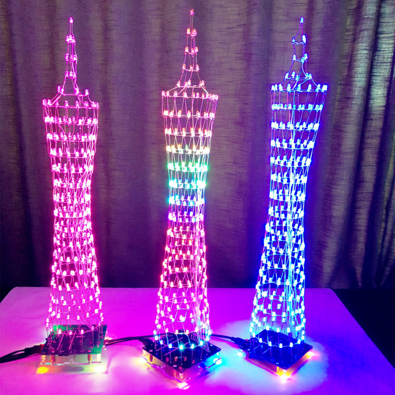 Guangzhou Tower LED DIY paket – šareni svjetleći kockasti modul s glazbenom sinhronizacijom