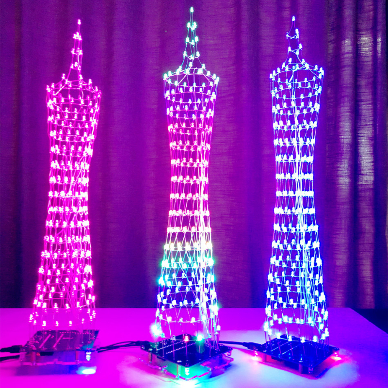 Guangzhou Tower LED DIY paket – šareni svjetleći kockasti modul s glazbenom sinhronizacijom