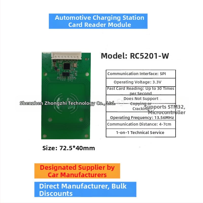 RC5201 NFC modul na čítanie a zápis kariet pre nabíacie stanice pre vozidlá – BYD, Dongfeng, Guangzhou Auto a ďalší výrobcovia