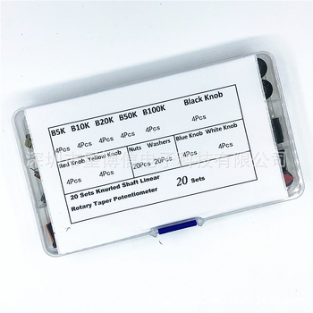 Set od 20 potenciometara WH148 (B5K, 10K, 20K, 50K, 100K) uz 20 kapica za gumbe