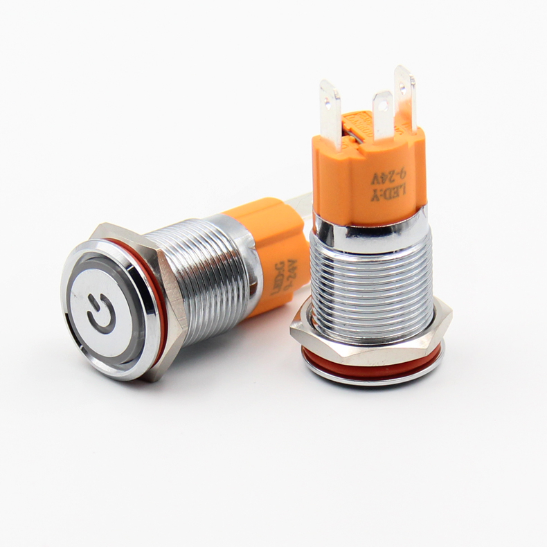 16 mm metalni samozaključavajući gumb za Start/Stop, vodootporan prekidač s LED prstenom rasvjete i simbolom napajanja, visok strujni tok 10A