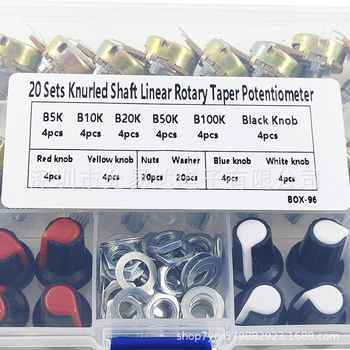 20 kom WH148 potenciometar prekidač s gumbom, u kutiji, 15 mm, B5K/10K/20K/50K/100K