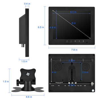 8-inčni HD LCD monitor 801B za sigurnost, industrijsko lasersko graviranje, fotografiranje i USB multimedijsko reproduciranje