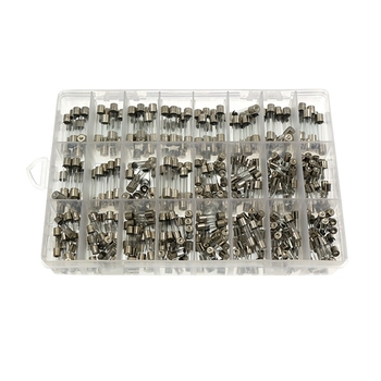 Üveg biztosíték készlet, 360 db, dobozos, méretek 5×20 mm és 6×30 mm, 0.25–20 A, autóelektronika