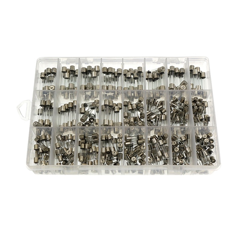 Üveg biztosíték készlet, 360 db, dobozos, méretek 5×20 mm és 6×30 mm, 0.25–20 A, autóelektronika