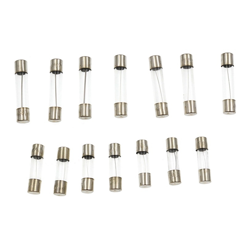 Üveg biztosíték készlet, 360 db, dobozos, méretek 5×20 mm és 6×30 mm, 0.25–20 A, autóelektronika