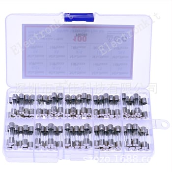 Sada 100 sklenených poistiek 5×20 mm, 0,2–20 A