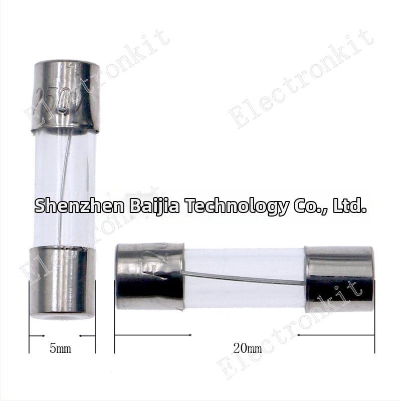 Sada 100 sklenených poistiek 5×20 mm, 0,2–20 A