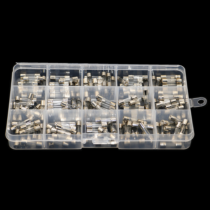 Set od 300 staklenih osigurača u kutiji, veličina 5×20 mm, 250 V, 0,1–20 A, cjevasti osigurači