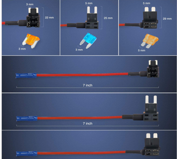 12V auto adapter za osigurače, standardne i MINI TAP – set od 10 držača osigurača
