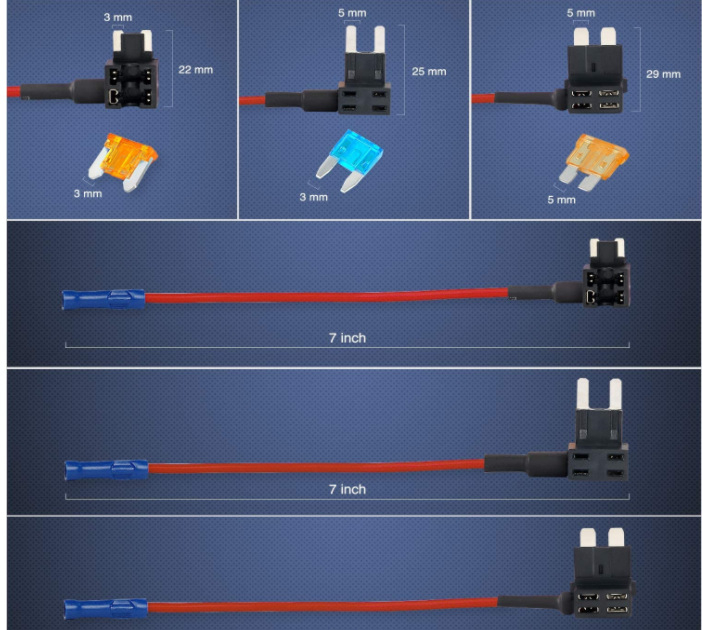 12V auto adapter za osigurače, standardne i MINI TAP – set od 10 držača osigurača