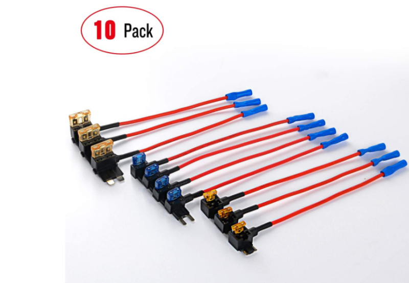 12V auto adapter za osigurače, standardne i MINI TAP – set od 10 držača osigurača