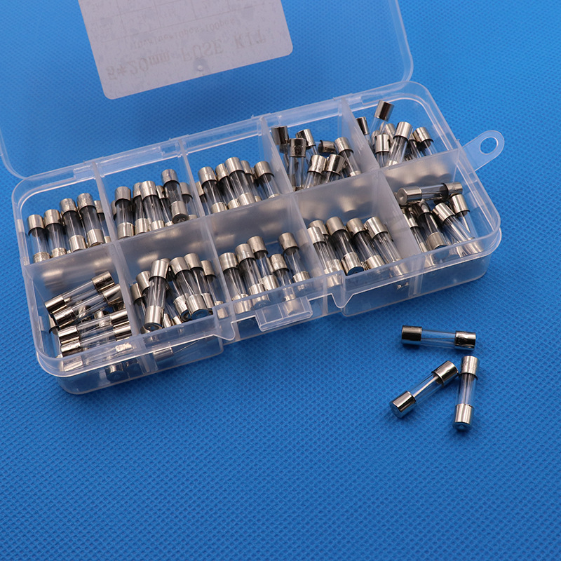 Üvegbiztosítócső 5×20 mm, 100 db, 10 típus, vegyes mintás készlet