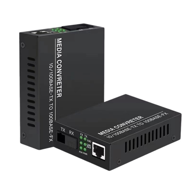 100 Mbps dvostrukojezgreni optički transiver za jednomodnu i multimodnu vlakno – RJ45, SC/ST priključci