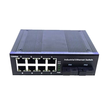 Industrijski optički transceiver i Gigabitni Ethernet switch, 2 optička porta i 8 električnih portova, opto-elektronički pretvarač, PoE napajanje