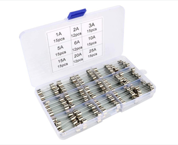 Set staklenih osiguračkih cijevi 6×30 mm, 126 kom.