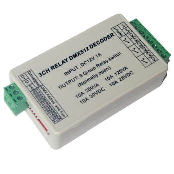 WS-DMX-RELAY-3CH DMX512 реле за лампи драйвер, декодер и контролер – аксесоар, 12V, 3 канала по 10A