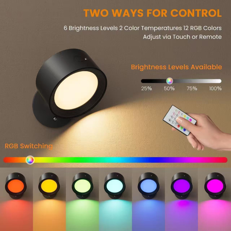 Zidna LED lampa s magnetskim nosačem, daljinsko upravljanje, RGB 16 boja, akrilno sjenilo