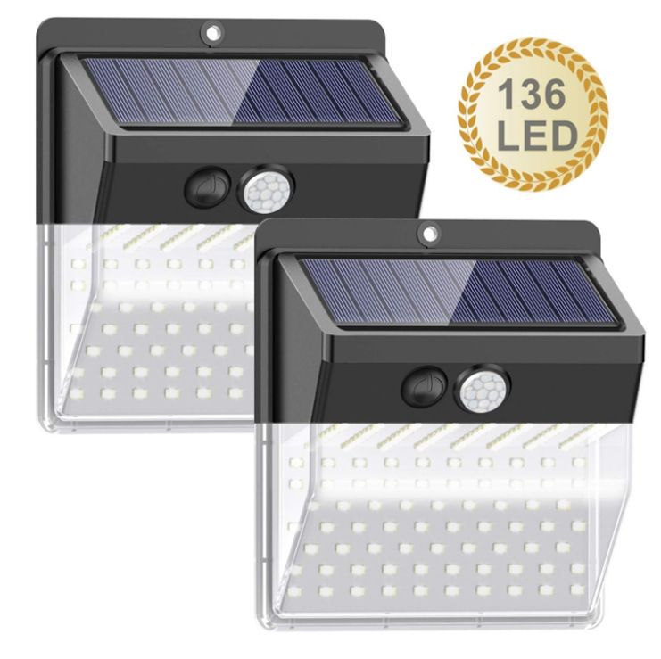 Solarna LED zidna svjetiljka s detekcijom pokreta, IP65, vanjska upotreba u vrtu, 206 LED