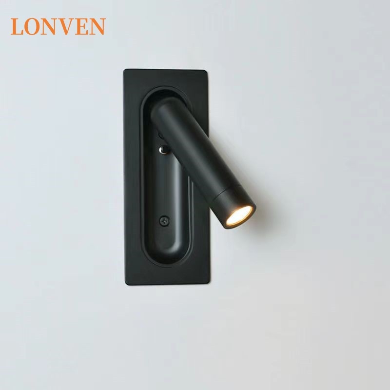 Zidna lampa za noćno čitanje uz krevet, 3W LED, ugrađeni prekidač, nordijski stil