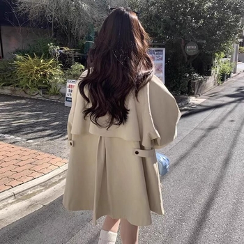 Ženski lagani kaput sa stojećim ovratnikom, korejski chic, retro britanski stil, slobodan kroj, dugi rukavi