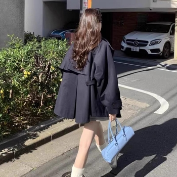 Ženski lagani kaput sa stojećim ovratnikom, korejski chic, retro britanski stil, slobodan kroj, dugi rukavi