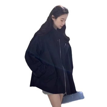 Ženski lagani kaput sa stojećim ovratnikom, korejski chic, retro britanski stil, slobodan kroj, dugi rukavi