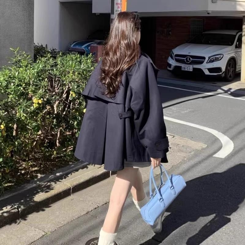 Ženski lagani kaput sa stojećim ovratnikom, korejski chic, retro britanski stil, slobodan kroj, dugi rukavi