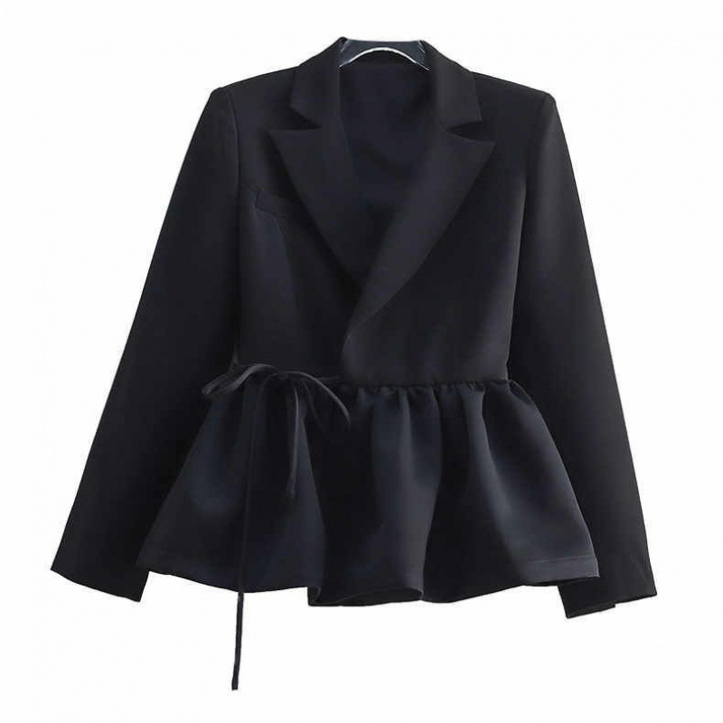 Crna ženska windbreaker jakna srednje dužine, 2025 nova jesen u korejskom stilu, stojeći ovratnik, elegantan casual, slobodan kroj