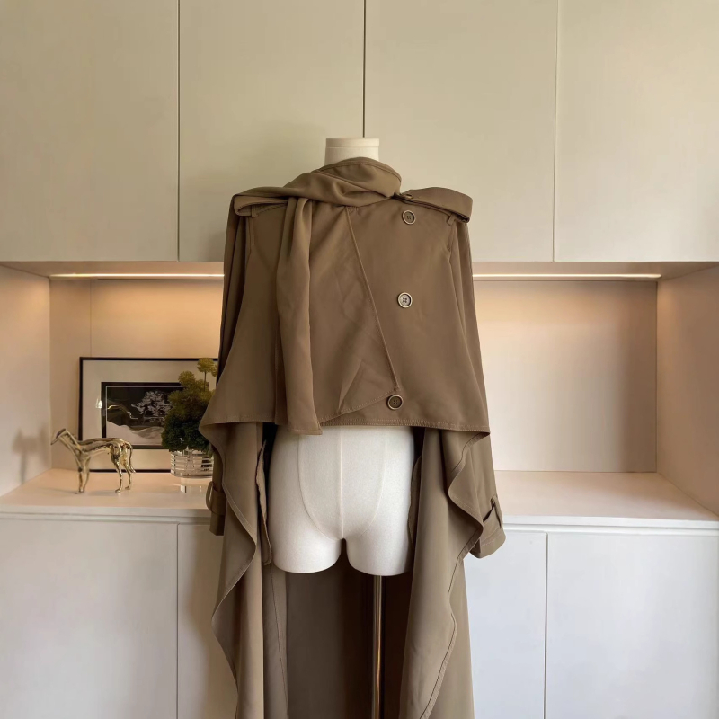 Ženski khaki trench u britskom stilu, jesen-zima, novi dizajn, modni kaput