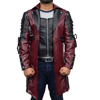 Muški PU kožni kaput – srednje duljine, gotičko-punk stil, zatvarač na zip