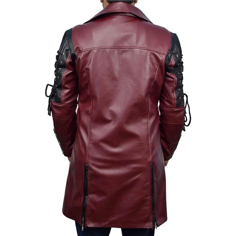 Muški PU kožni kaput – srednje duljine, gotičko-punk stil, zatvarač na zip