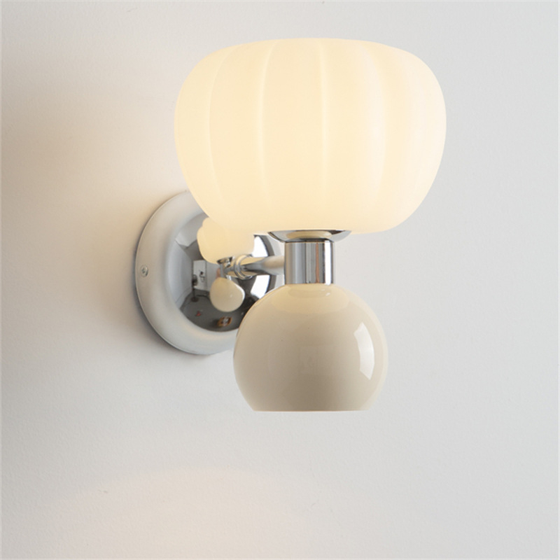 Zidna lampa u obliku tikve s zaštitom očiju, francuski retro kremasti stil, za spavaću sobu uz krevet, pozadinsku stijenu dnevnog boravka i dječju radnu sobu – ambijentalno svjetlo