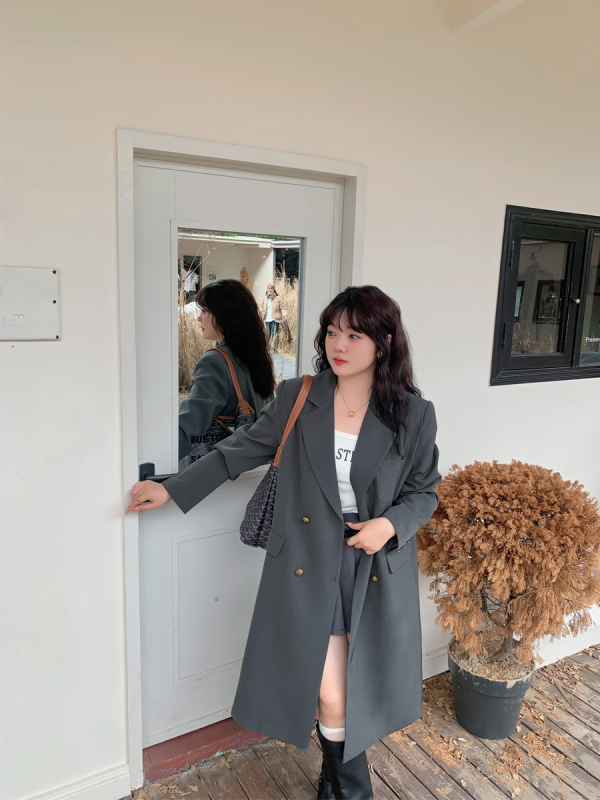 2365 Xuanchen Femei Plus Size, Primăvară în stil Coreean, până la genunchi, croială lejeră, geacă tip windbreaker